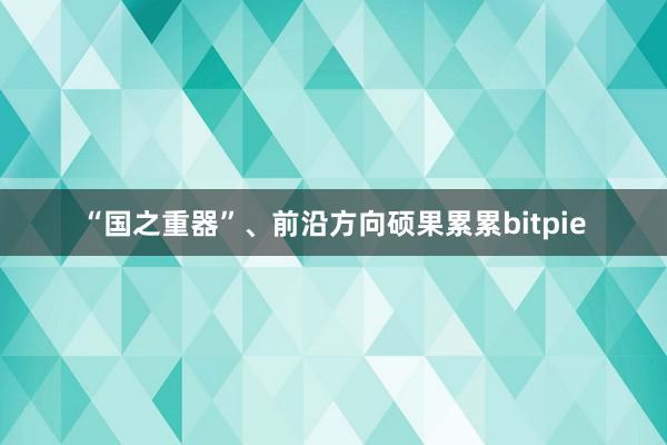 “国之重器”、前沿方向硕果累累bitpie