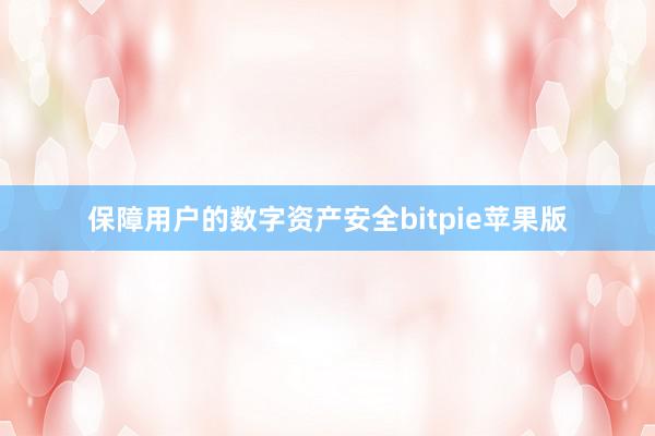 保障用户的数字资产安全bitpie苹果版