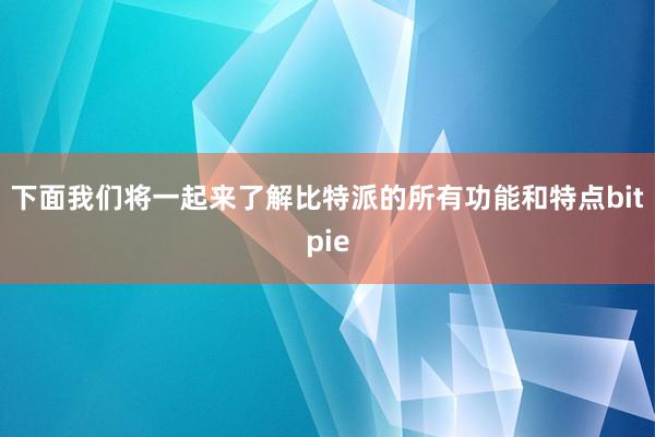 下面我们将一起来了解比特派的所有功能和特点bitpie