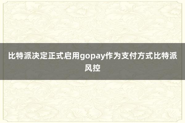 比特派决定正式启用gopay作为支付方式比特派风控