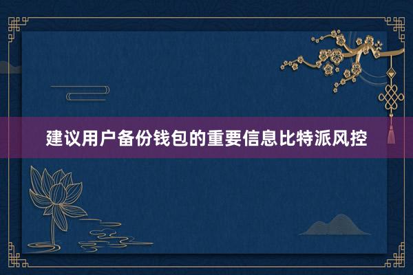 建议用户备份钱包的重要信息比特派风控