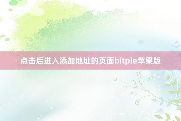 点击后进入添加地址的页面bitpie苹果版