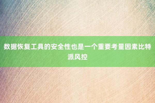 数据恢复工具的安全性也是一个重要考量因素比特派风控