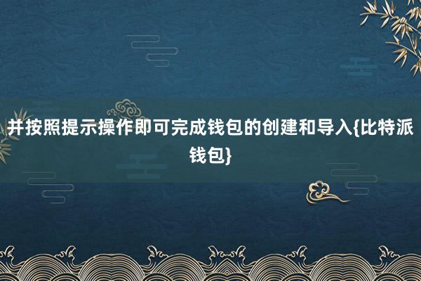 并按照提示操作即可完成钱包的创建和导入{比特派钱包}