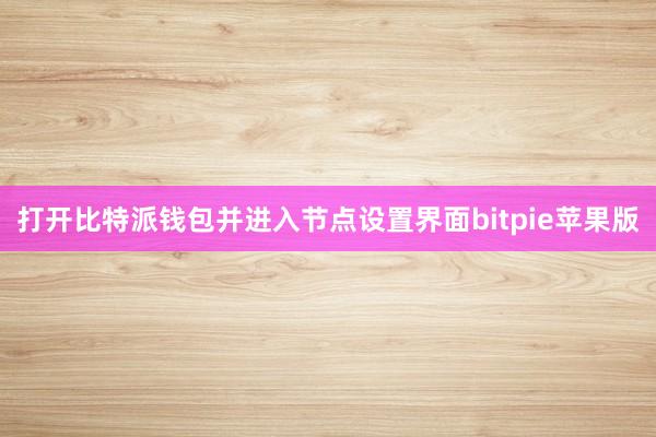 打开比特派钱包并进入节点设置界面bitpie苹果版