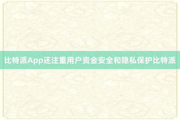 比特派App还注重用户资金安全和隐私保护比特派