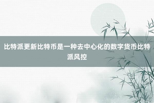 比特派更新比特币是一种去中心化的数字货币比特派风控